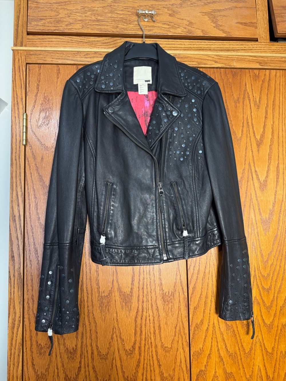 Levi's Black Studded Leather 100% Lambskin Moto Jacket